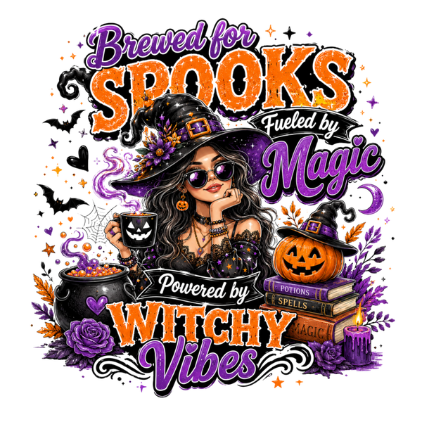 Brewed for Spooks fueled by Magic Powered by Witchy Vibes - Witch Sprüche