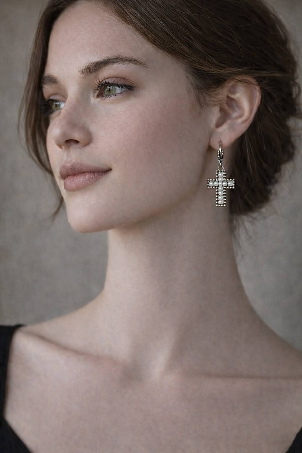 Boucles d'oreilles Croix - Perlé