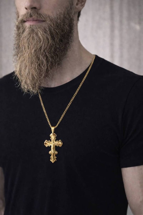 Collier Croix Gothique - Doré.