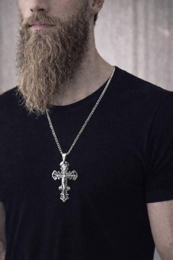 Collier Croix Gothique - Argenté.