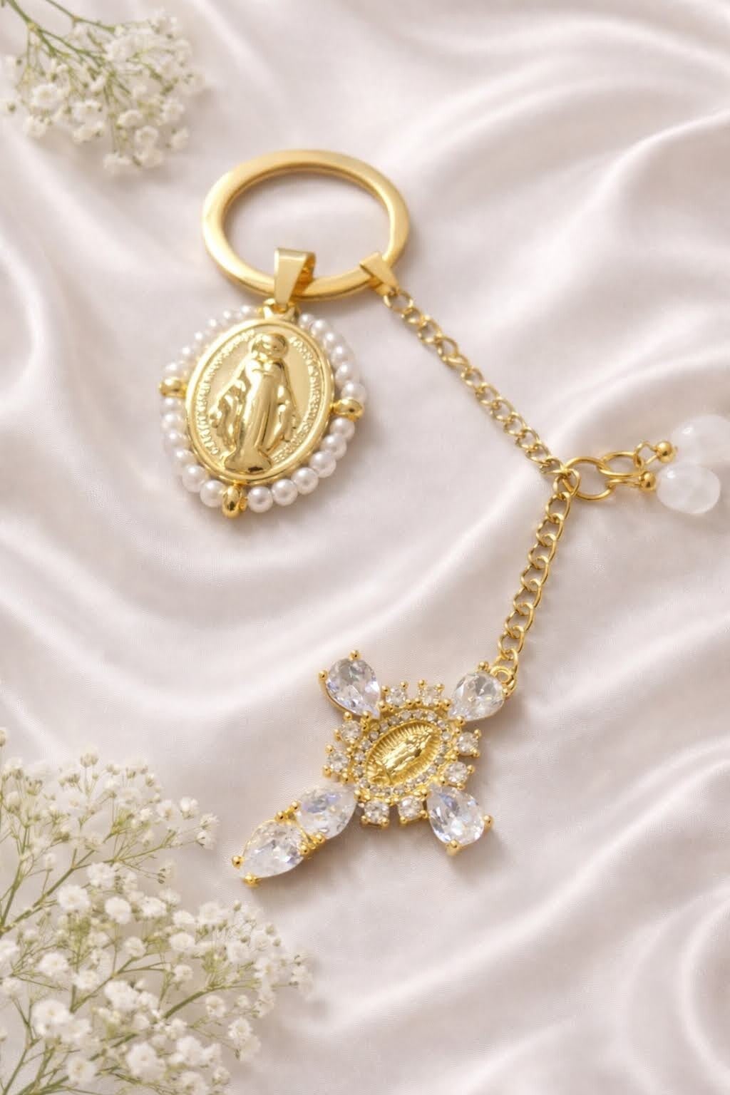 Porte-clé Vierge Marie - doré.