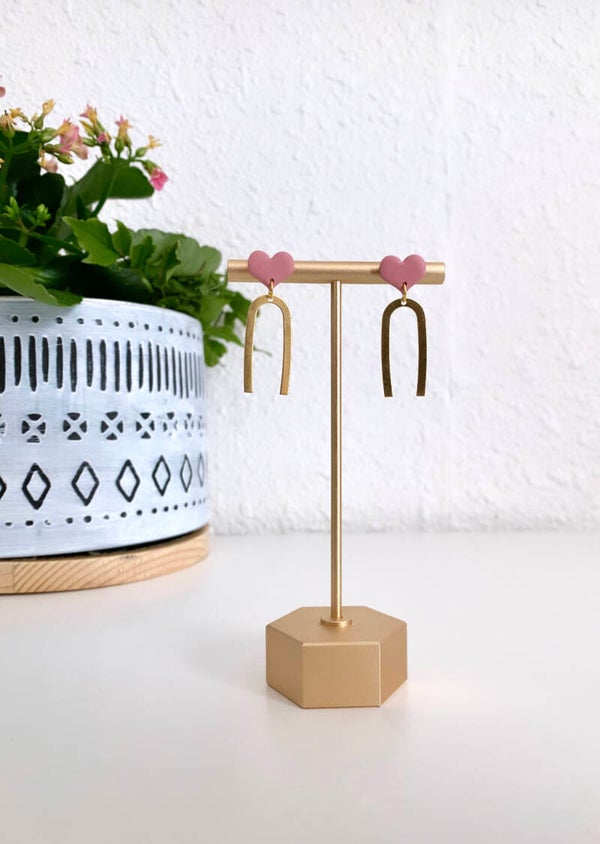 Mini Pink Hearts With Brass Arch