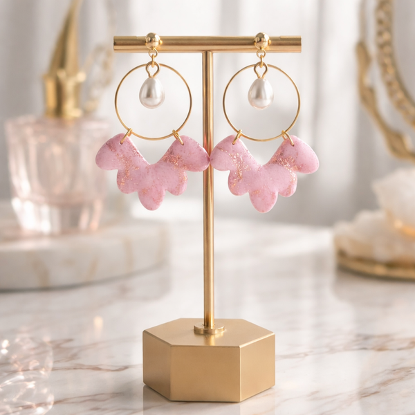 Light Pink Earrings With Pearl