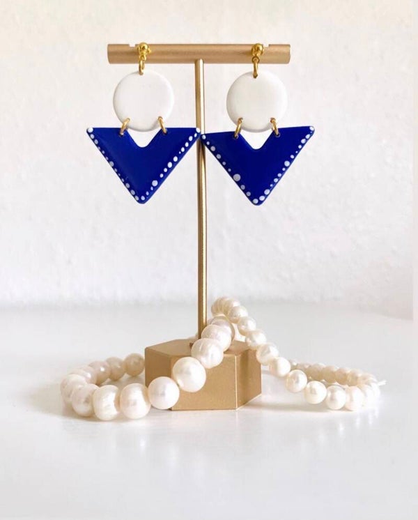Navy Blue Statement Earrings