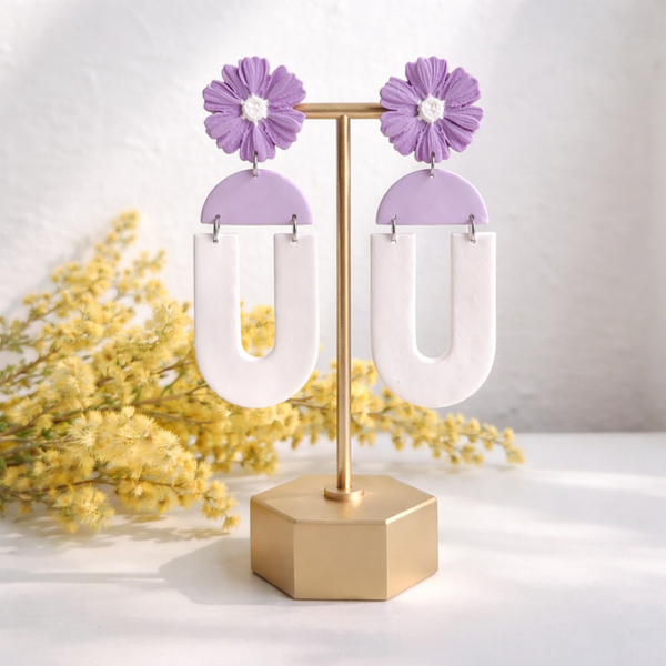 Lilac Flower Statement Earrings