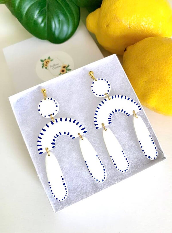 White & Blue Earrings