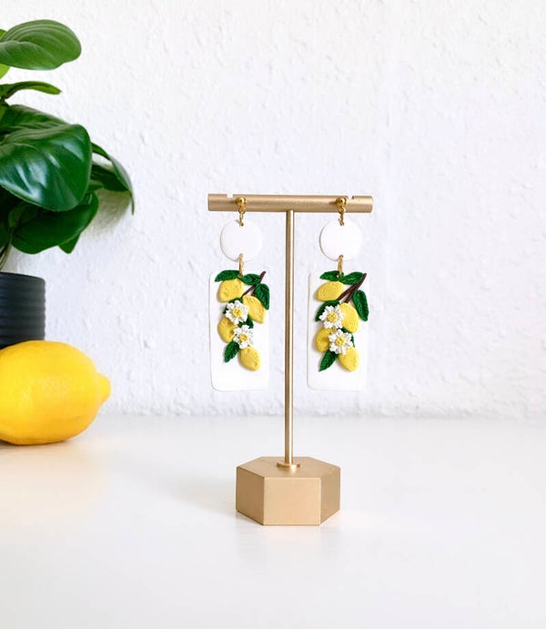 White Lemon Statement Earrings