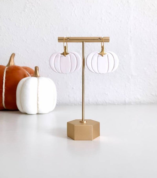 White & Gold Fall Pumpkin Dangles
