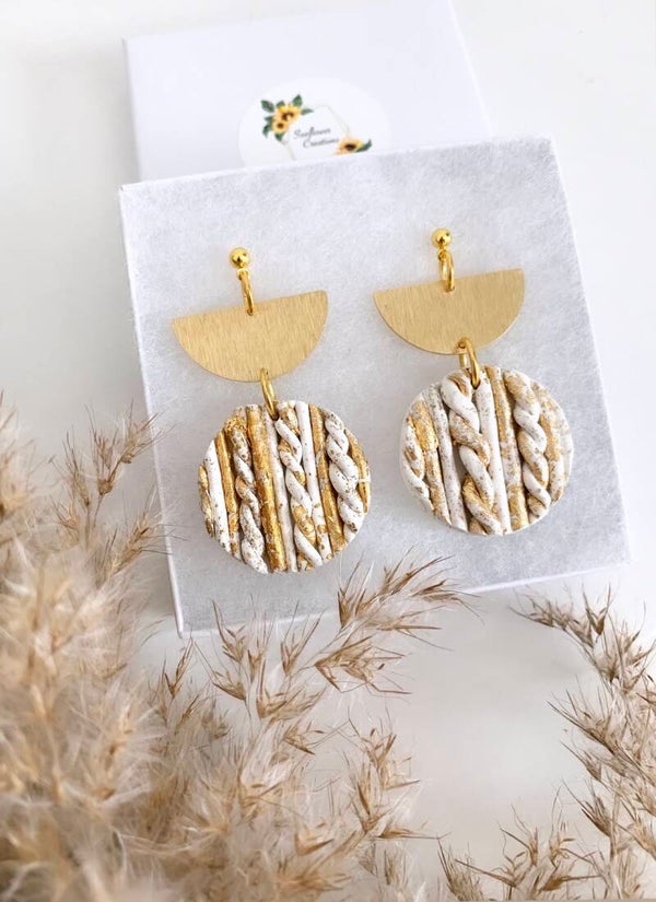 Sweater Weather- White & Gold Earrings