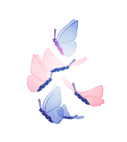 “Animated pastel butterflies fluttering gracefully in soft pink, lavender, and blue tones.”