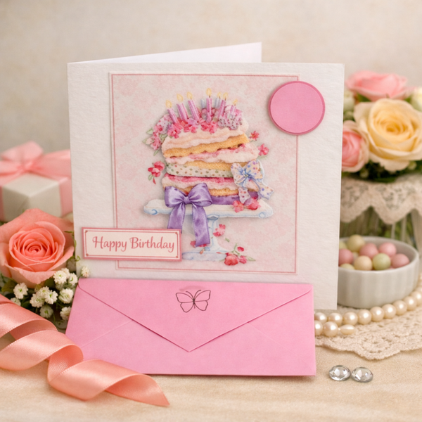 Happy birthday cake card 6 x 6