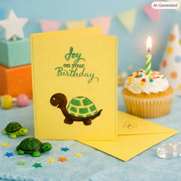 Joy on Your Birthday – Turtle Card (C6 Yellow)