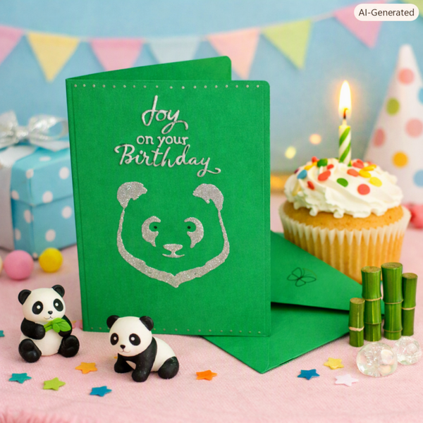 Joy on Your Birthday – Panda Card (C6 Green)
