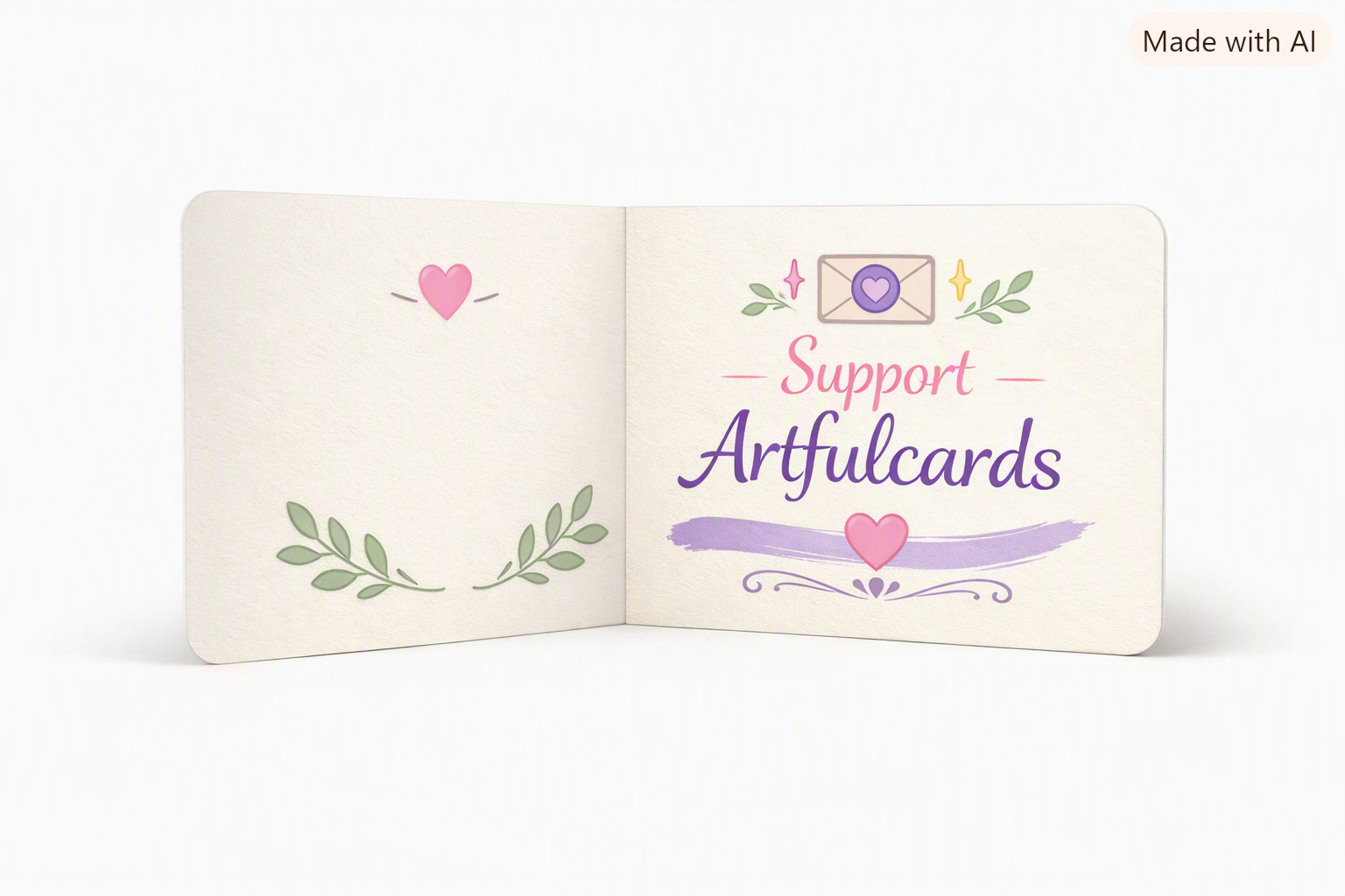 “Red support banner featuring the ArtfulCards name and a white checkmark symbol.”