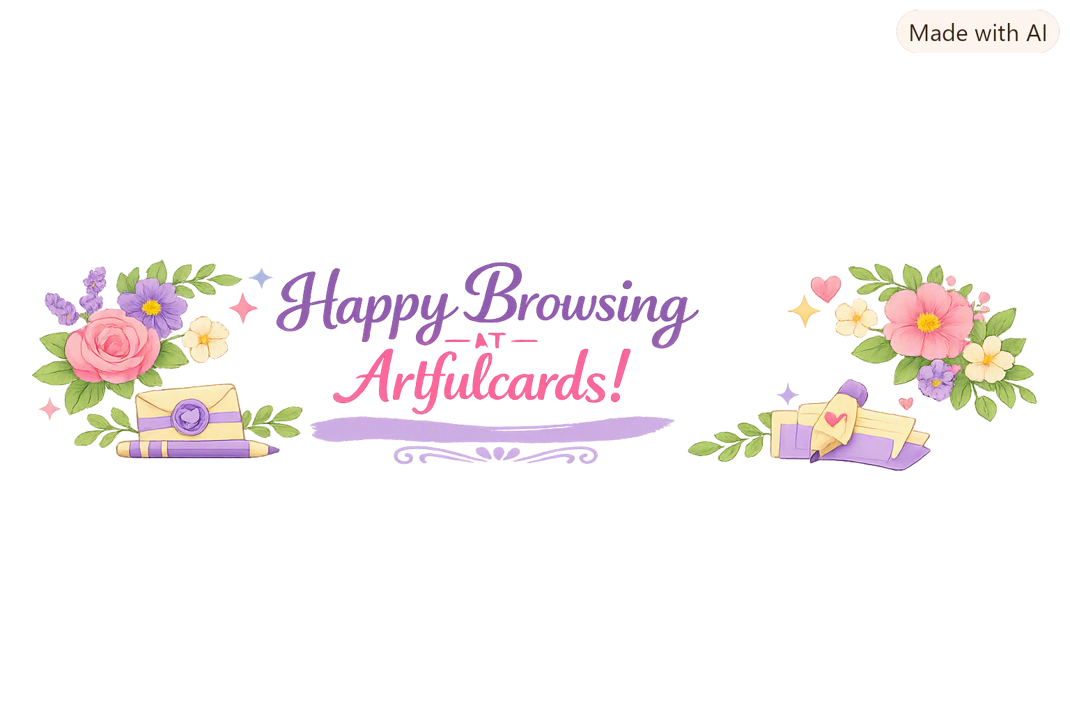Afloral logo image saying happy browsing at artfulcards top banner