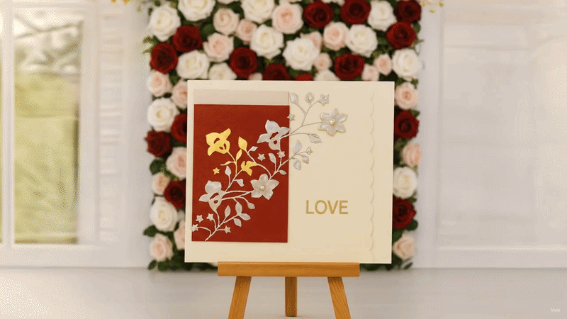 Handmade Valentine card with heart‑themed detailing and soft romantic accents.