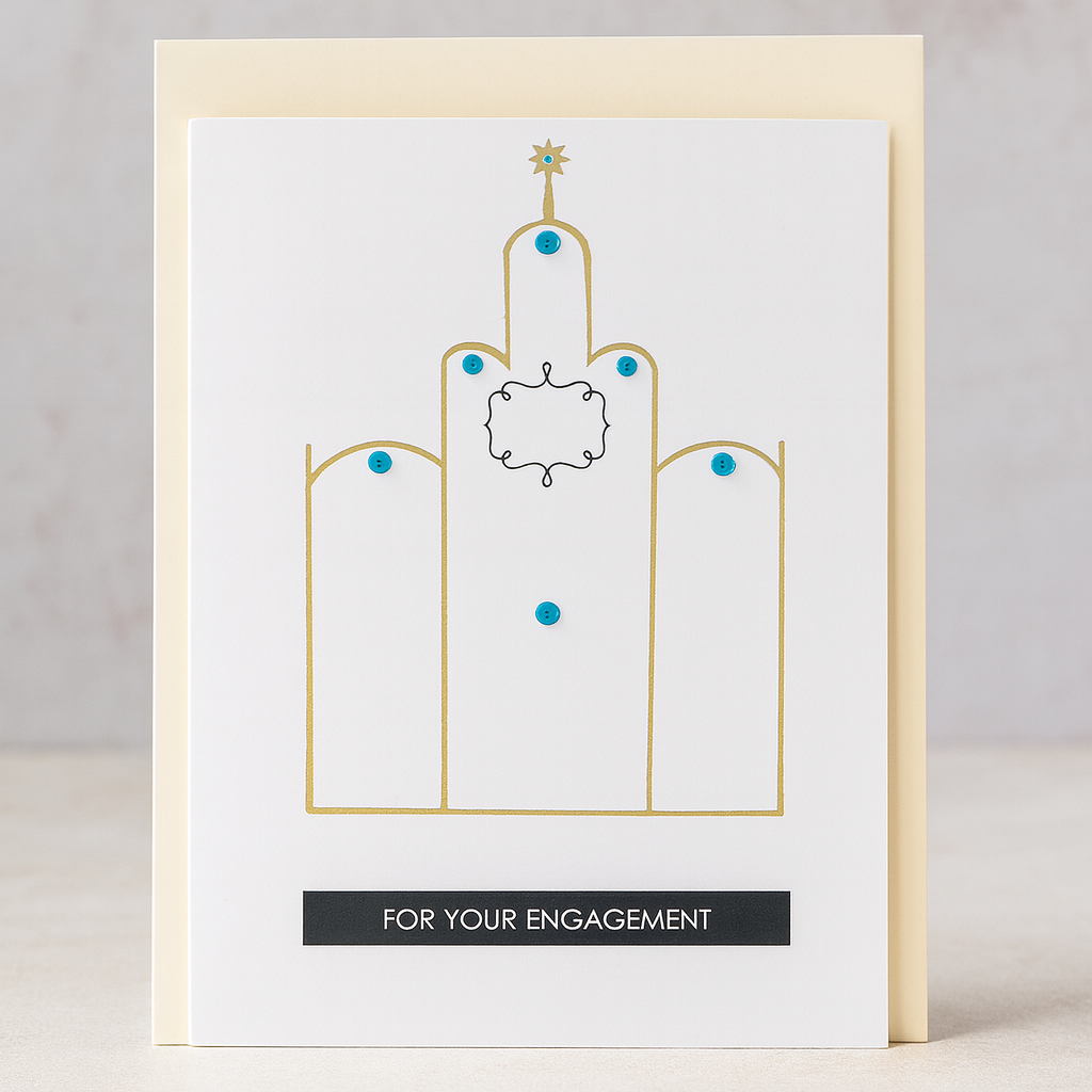 Elegant Gold Engagement Card – Handmade 5x7 with White Envelope