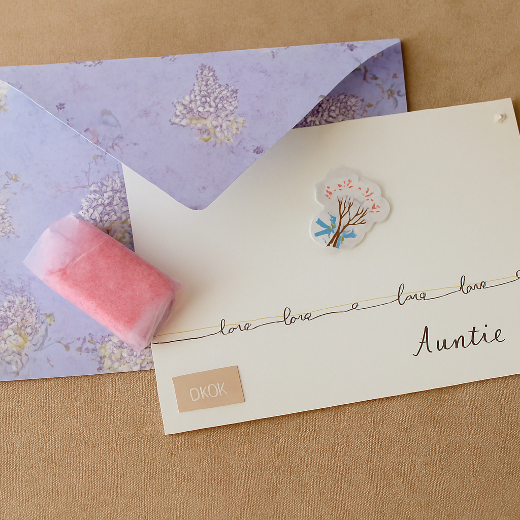 Auntie Floral Card & Handmade Envelope Set