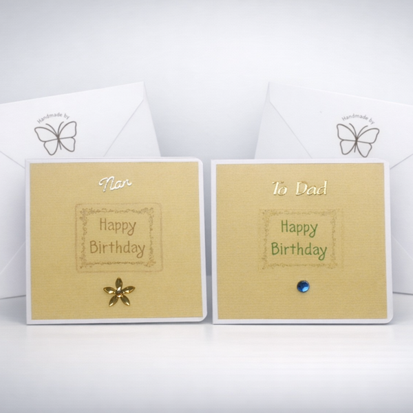 Dad & Nan 4×4 Handmade Birthday Card Duo – Set of 2