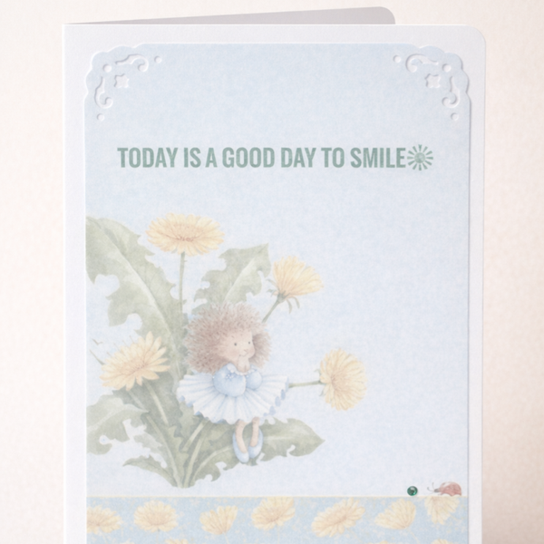 Spring Smile Greeting Card — Blue & Yellow (Handmade)