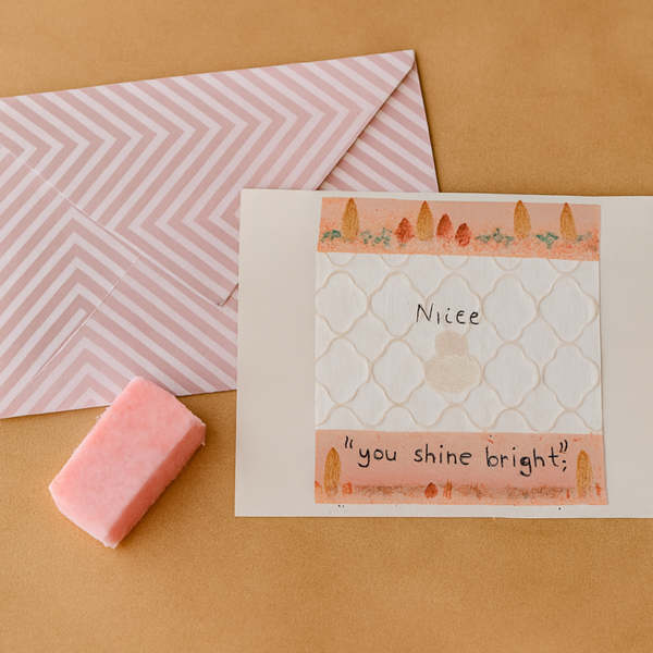 Niece Card & Handmade Envelope Set – “You Shine Bright”