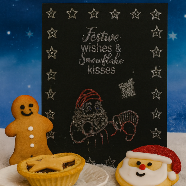 Festive Wishes & Snowflake Kisses – Handmade Christmas Card NEW