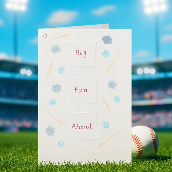 Big Fun Ahead – Handmade Baseball Kids Card