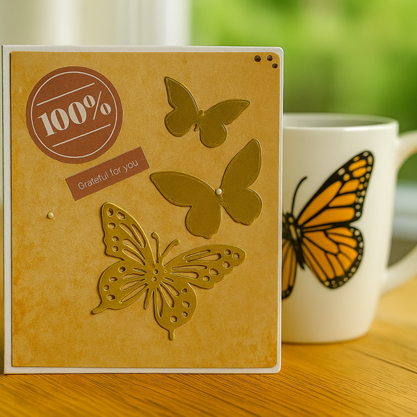 Flutter and Bloom: Butterfly & Blossom Handmade Card