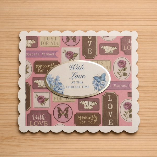 With Love – Handmade Sympathy Card (6×6 Scalloped Design)