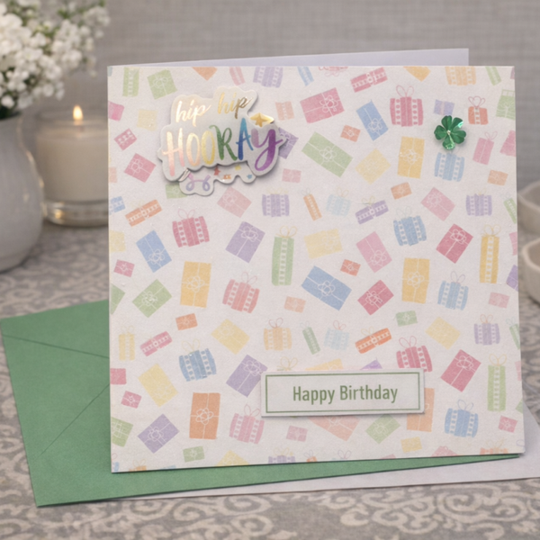 Hip Hip HOORAY Birthday Card – Kids 6 × 6 Handmade
