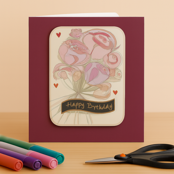 Happy Birthday Rose Bouquet Card
