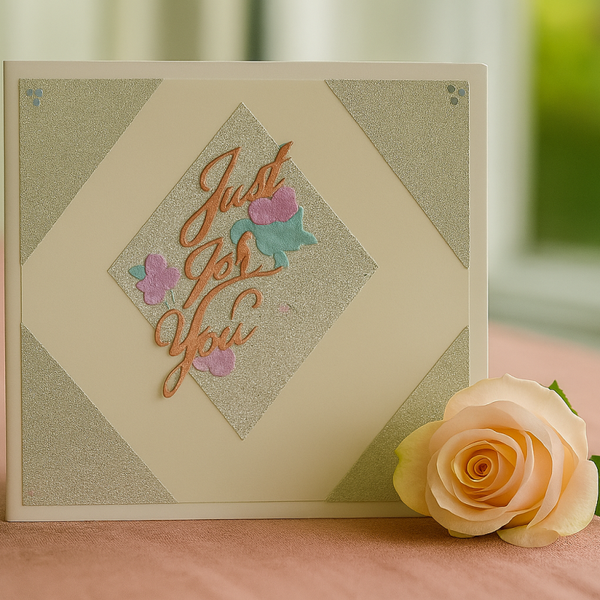 “Just for You – Silver Border Valentine Card”