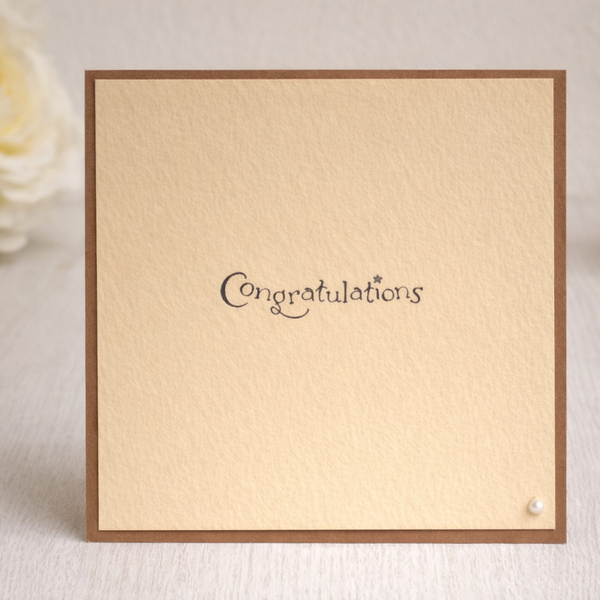 Elegant Congratulations Card — Brown & Cream (6×6 Handmade)