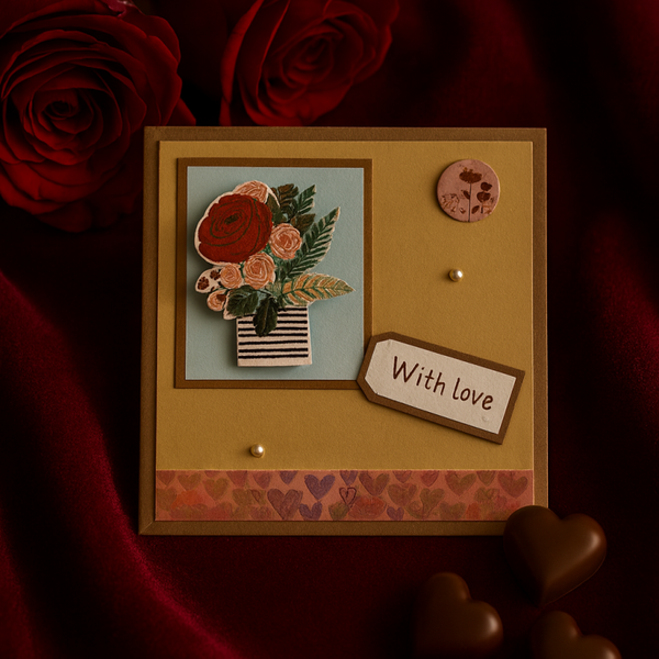 “With All My Heart” – Handmade Valentine’s Card with Floral Vase
