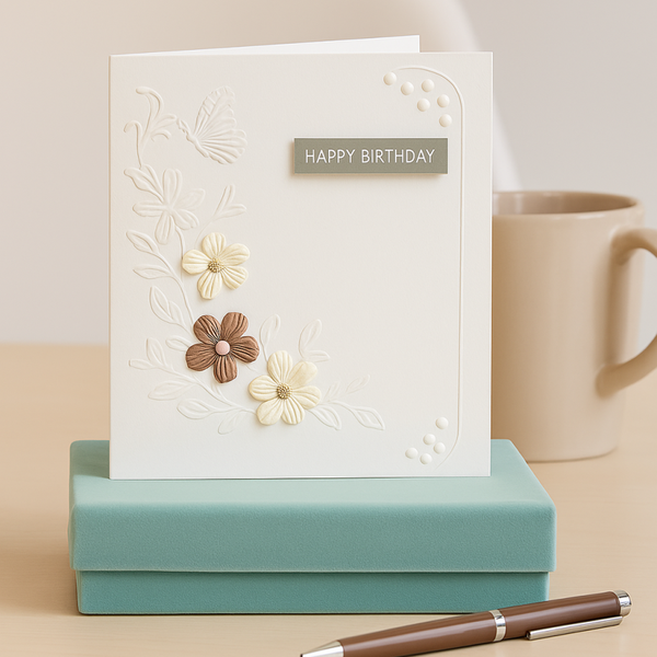 Embossed Floral & Birthday card.