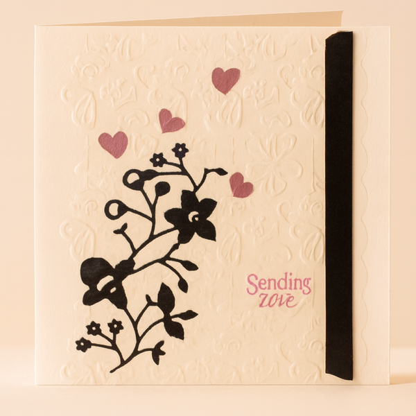 Handmade floral art with embossed detailing card.