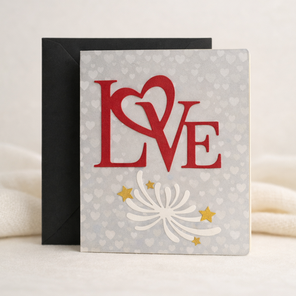 Handmade Love Card – Red Die‑Cut Design