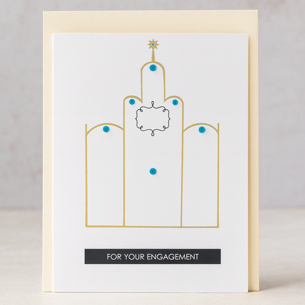 Elegant Gold Engagement Card – Handmade 5x7 with White Envelope