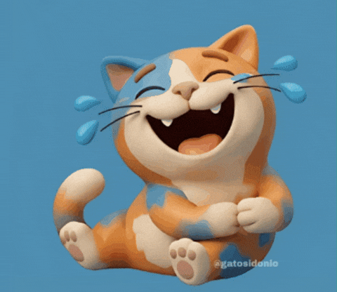  “3D animated cat laughing joyfully on ArtfulCards Offers page.”