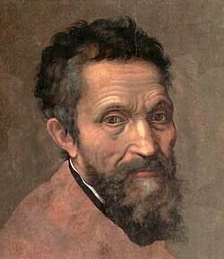 “Portrait of Michelangelo, painted around 1545, showing the Renaissance artist in profile.”