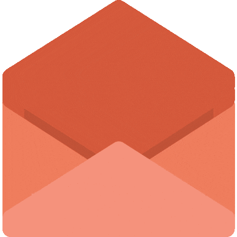 “Animated coral envelope with a heart card rising and falling, showing the words ‘Love Lives On’.”