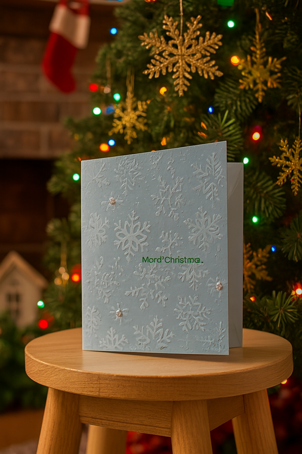 Snowflake Wishes – Handmade Christmas Card, NEW.