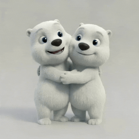 Two little bears cuddling in a sweet hug, symbolising friendship and closeness.