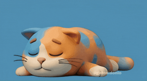  “3D animated cat peacefully sleeping after laughter on ArtfulCards Offers page.”