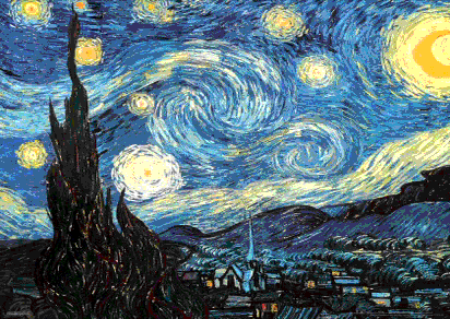 “Vincent van Gogh’s Starry Night painting — swirling blue sky and glowing stars symbolising creativity and movement.”