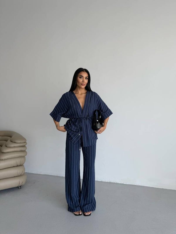 Striped Suit - Navy
