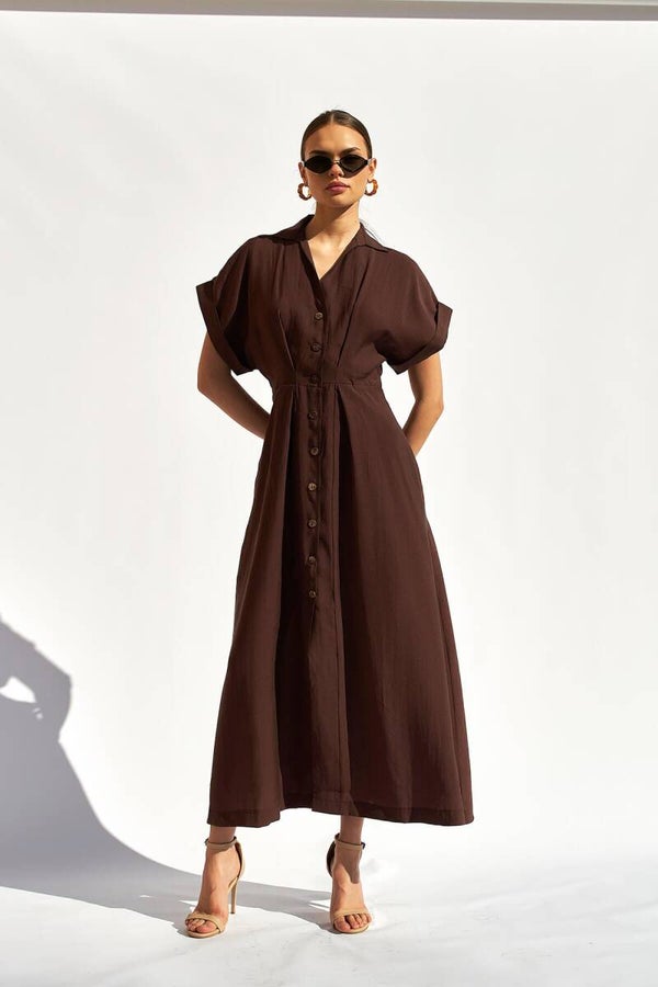 Chestnut Button Dress