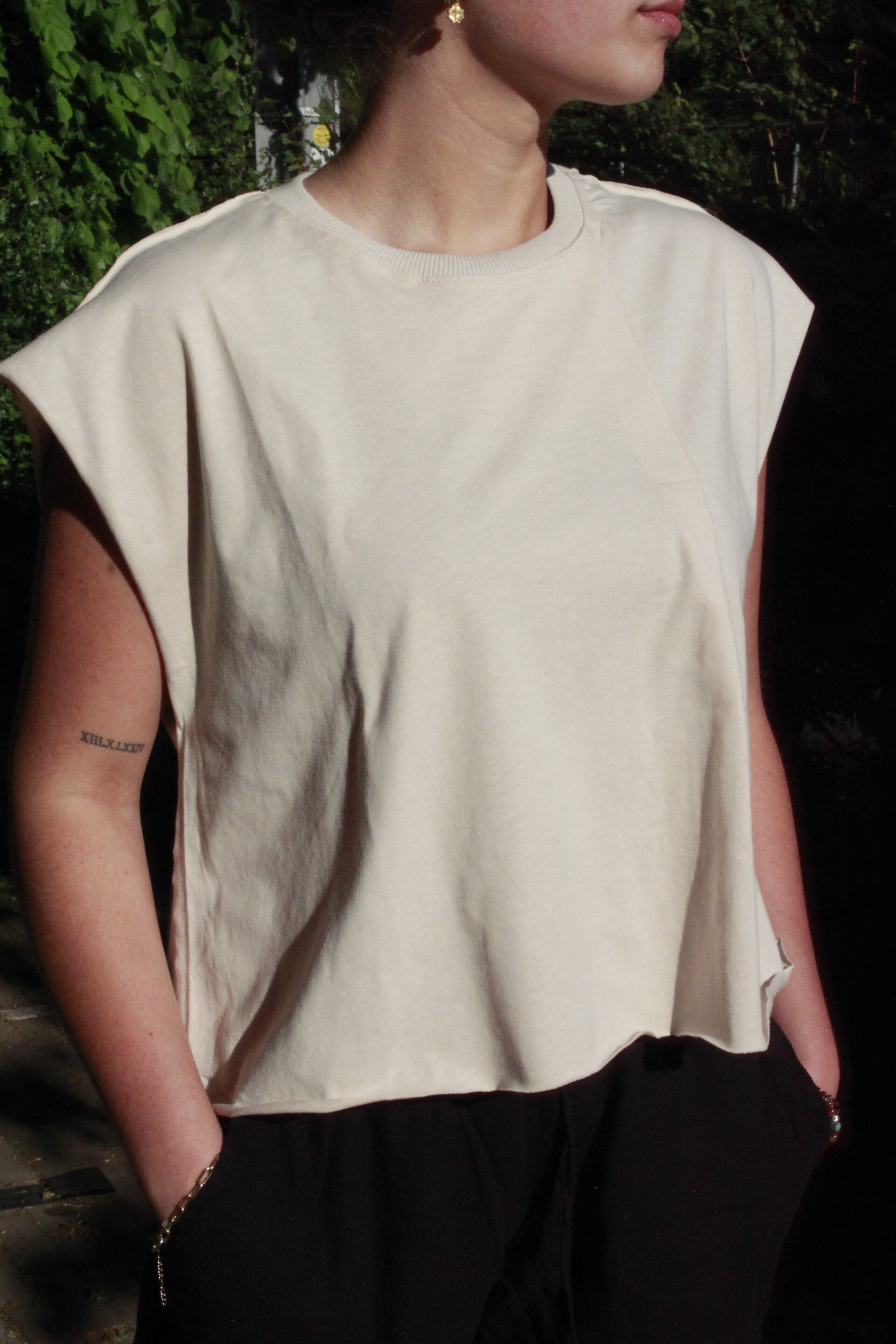 Tshirt Pat Detailed - Beige