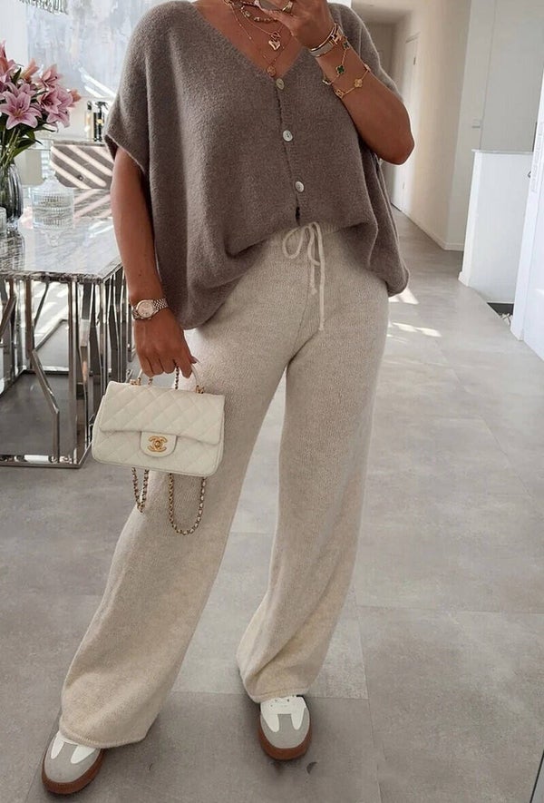 Amora Knit Vest - Taupe/Paars
