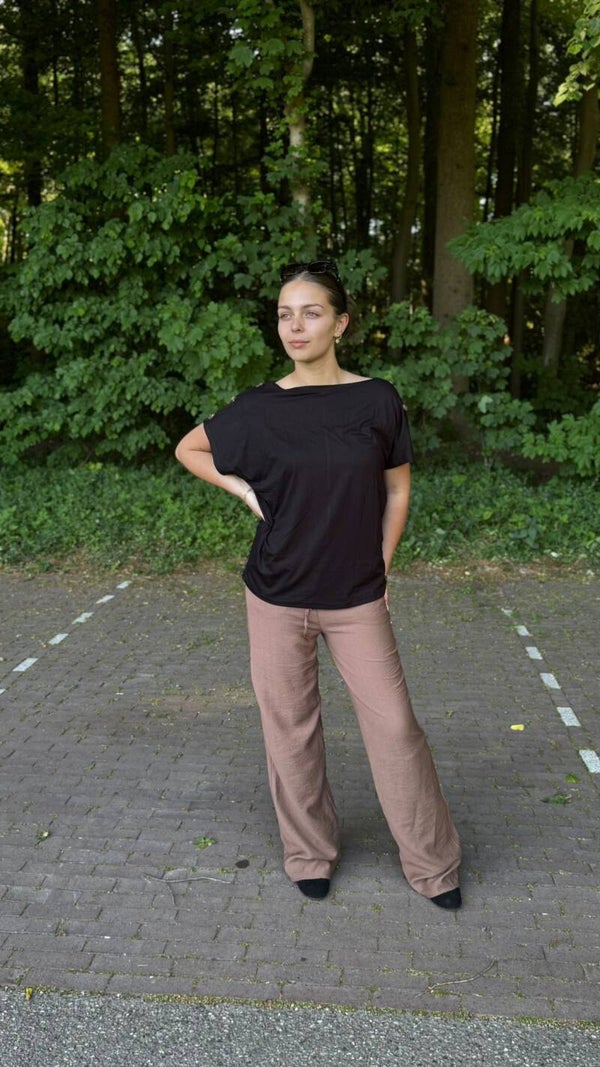 Luna One-Shoulder Top – Zwart